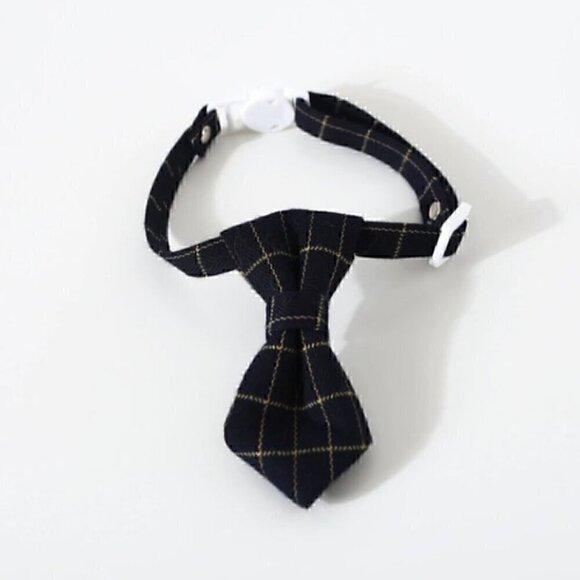🍒 Gentleman's Plaid Bow or Tie Collar - Picture 4 of 9